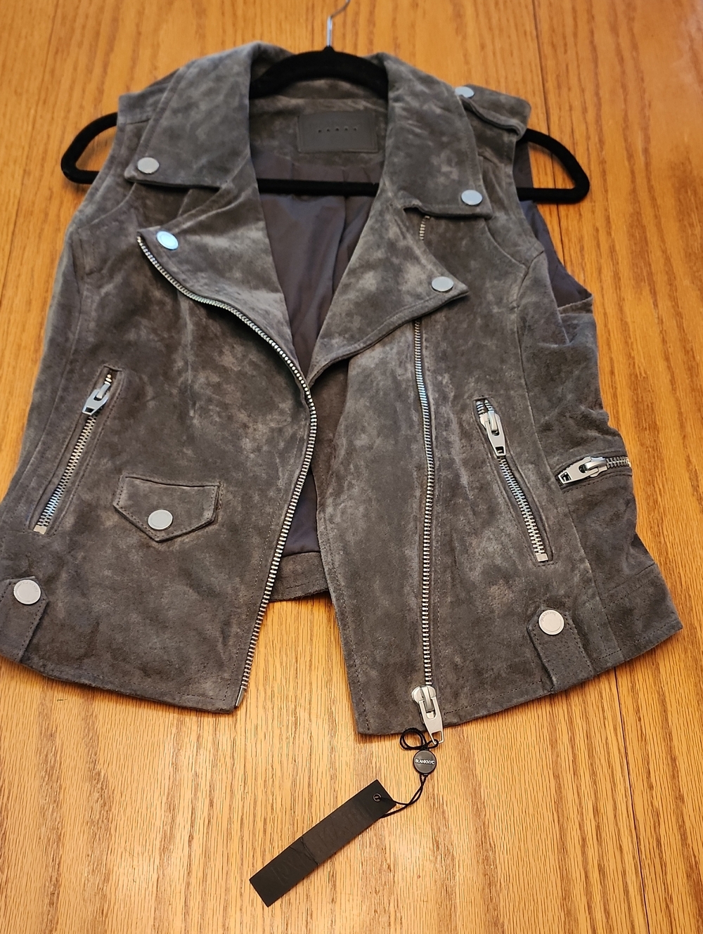 Blank NYC Suede Moto Vest - Charcoal Gray - Picture 4 of 16